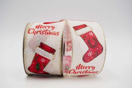 Christmas Stockings Wired Ribbon_KF6468GV-2_Ivory